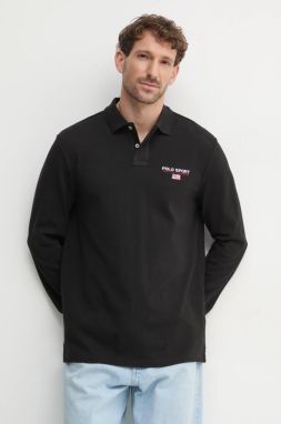 Bavlnené tričko s dlhým rukávom Polo Ralph Lauren čierna farba, jednofarebný, 710961618