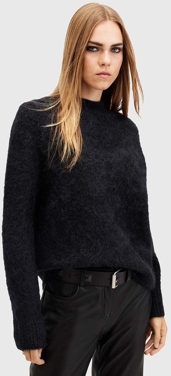 Vlnený sveter AllSaints VORTEX JUMPER dámsky, čierna farba, teplý, W032KB
