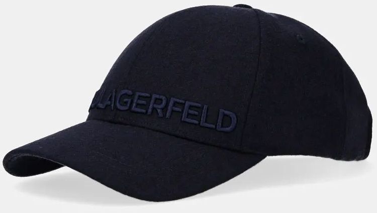 Vlnený šilt Karl Lagerfeld tmavomodrá farba, s nášivkou, 544121.805614