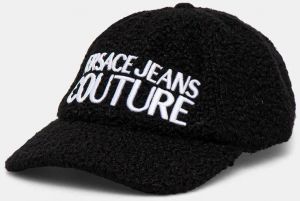 Šiltovka s prímesou vlny Versace Jeans Couture čierna farba, s nášivkou, 77HAZK10 ZSB12