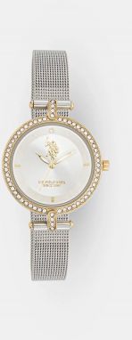 Hodinky U.S. Polo Assn. NATALIE dámske, strieborná farba, USP8186YG
