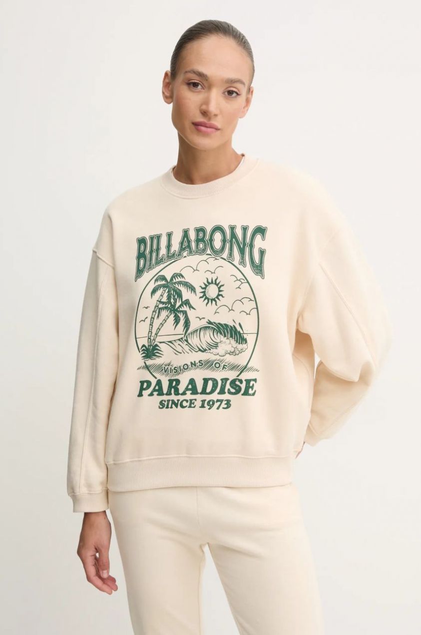 Mikina Billabong Fresh Take Crew dámska, béžová farba, s potlačou, EBJFT00137