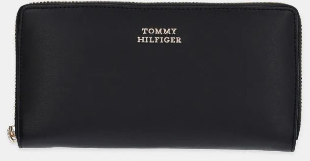 Kožená peňaženka Tommy Hilfiger dámska, čierna farba, AW0AW17340
