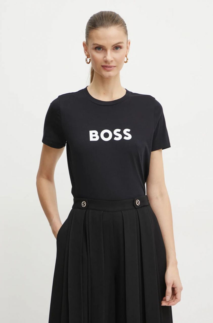 Bavlnené tričko BOSS Orange BOSS ORANGE dámske, čierna farba, 50501139