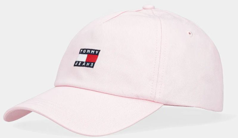 Bavlnená šiltovka Tommy Jeans ružová farba, s nášivkou, AW0AW16991