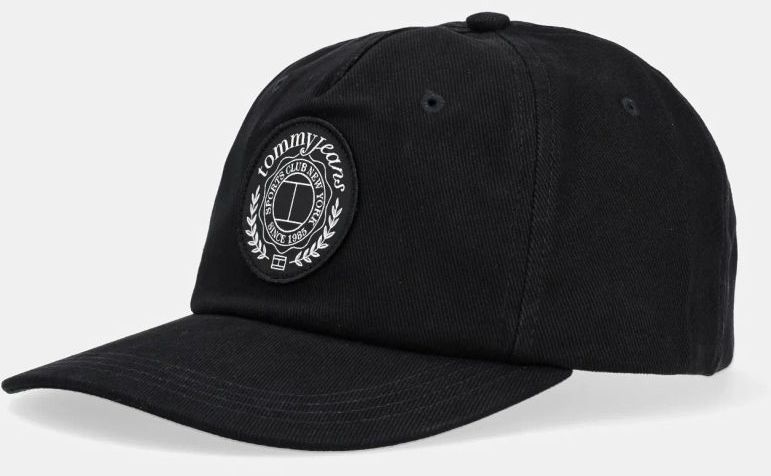 Bavlnená šiltovka Tommy Jeans čierna farba, s nášivkou, AM0AM13318