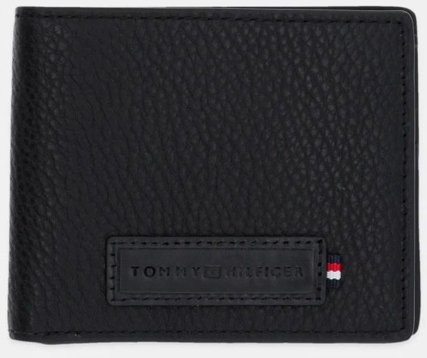 Kožená peňaženka Tommy Hilfiger pánska, čierna farba, AM0AM13031
