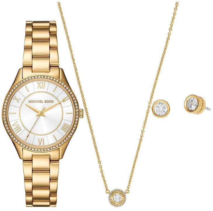 Hodinky, náhrdelník a náušnice Michael Kors LAURYN zlatá farba