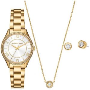 Hodinky, náhrdelník a náušnice Michael Kors LAURYN zlatá farba