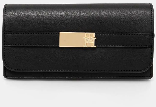 Peňaženka Tommy Hilfiger dámska, čierna farba, AW0AW16918