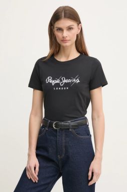 Bavlnené tričko Pepe Jeans LETICIA dámske, čierna farba, PL505997