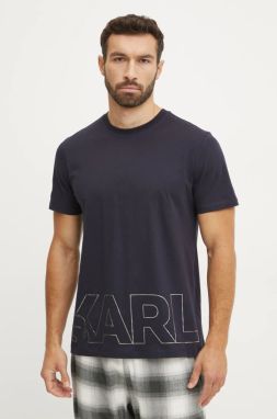 Bavlnené tričko Karl Lagerfeld pánske, tmavomodrá farba, s potlačou, A1M46070