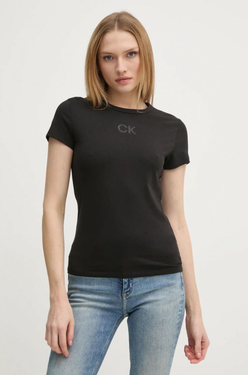 Bavlnené tričko Calvin Klein dámske, čierna farba, K20K207974