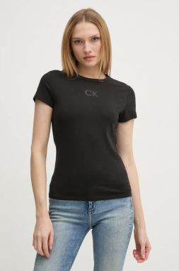 Bavlnené tričko Calvin Klein dámske, čierna farba, K20K207974
