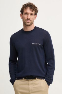 Vlnený sveter Armani Exchange pánsky, tmavomodrá farba, tenký, 8NZM5A ZM1YZ