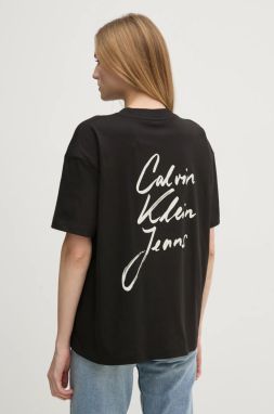 Bavlnené tričko Calvin Klein Jeans dámske, čierna farba, J20J225113