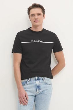 Bavlnené tričko Calvin Klein pánske, čierna farba, s potlačou, K10K113802
