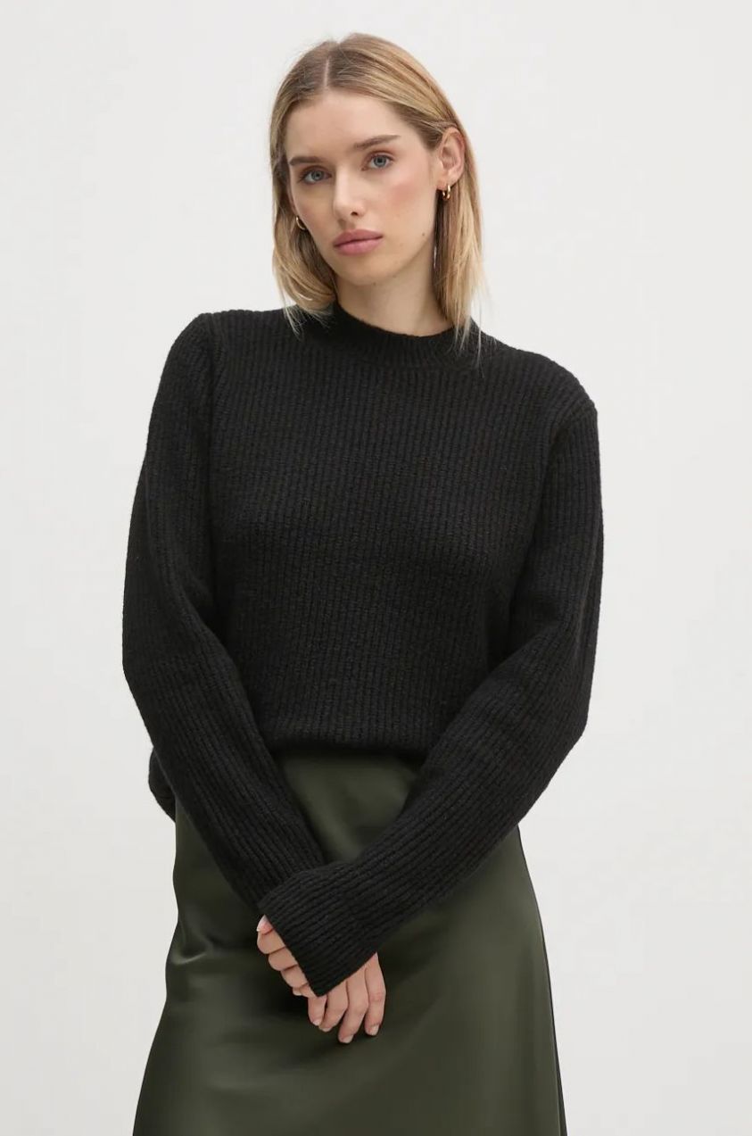 Sveter s prímesou vlny Calvin Klein dámsky, čierna farba, K20K207415