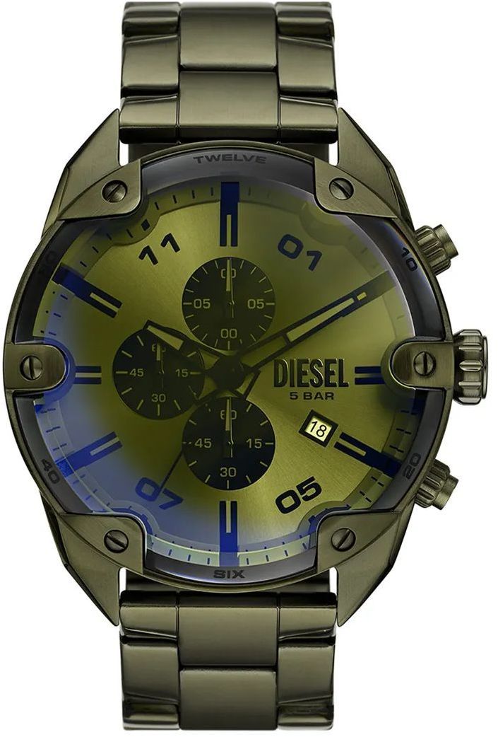 Hodinky Diesel Spiked pánske, zelená farba, DZ4670