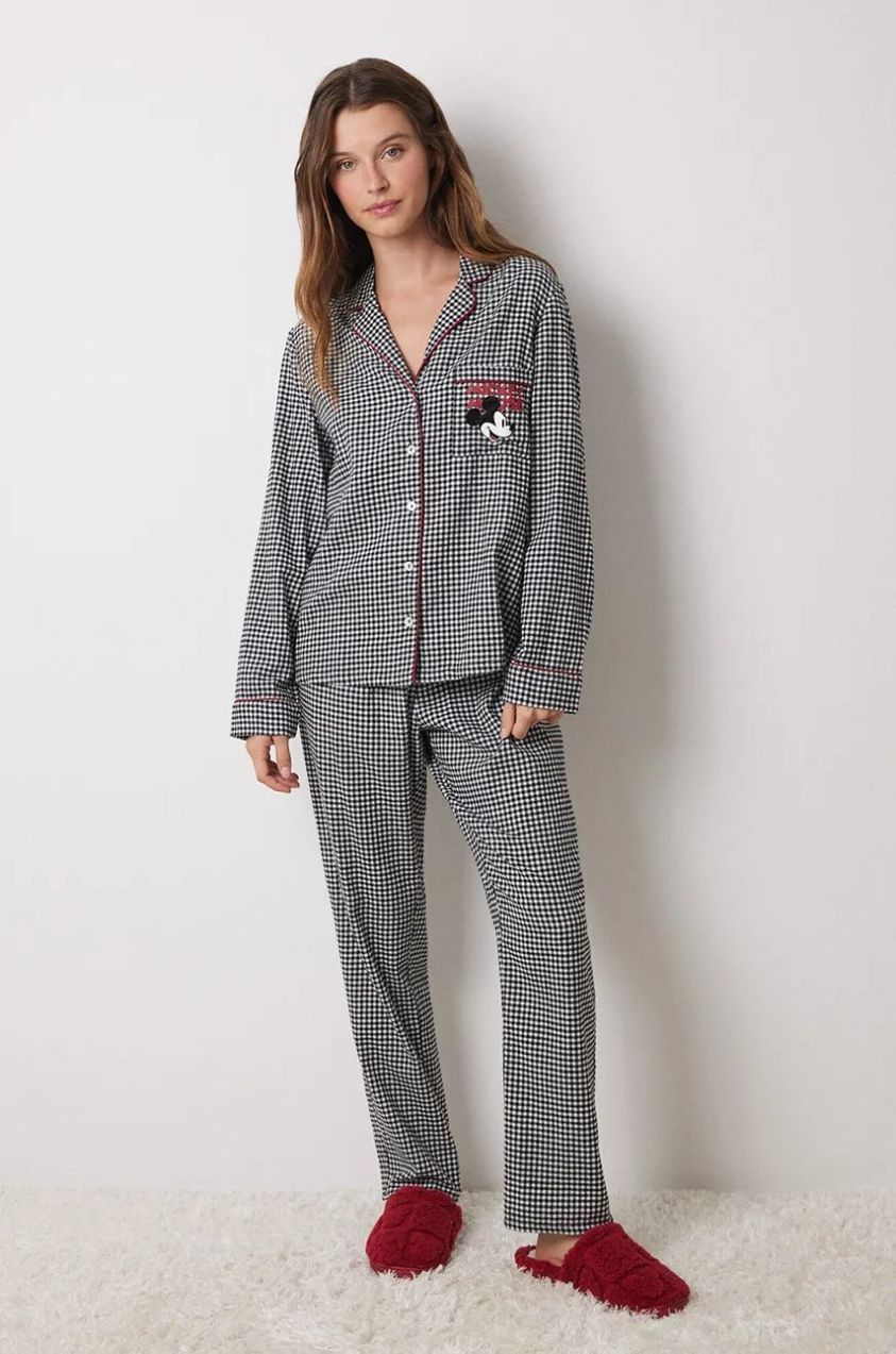 Bavlnené pyžamo women'secret MICKEY čierna farba, bavlnené, 3138595