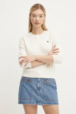 Kardigán s prímesou vlny Abercrombie & Fitch béžová farba, KI150-4294