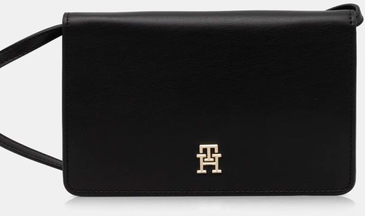 Peňaženka Tommy Hilfiger dámska, čierna farba, AW0AW16923