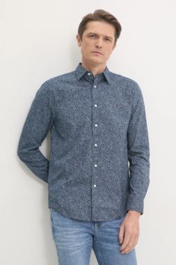 Bavlnená košeľa Tommy Hilfiger pánska, tmavomodrá farba, regular, s klasickým golierom, MW0MW38089