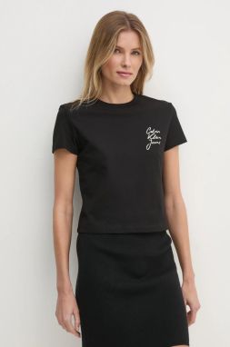 Bavlnené tričko Calvin Klein Jeans dámske, čierna farba, J20J224984