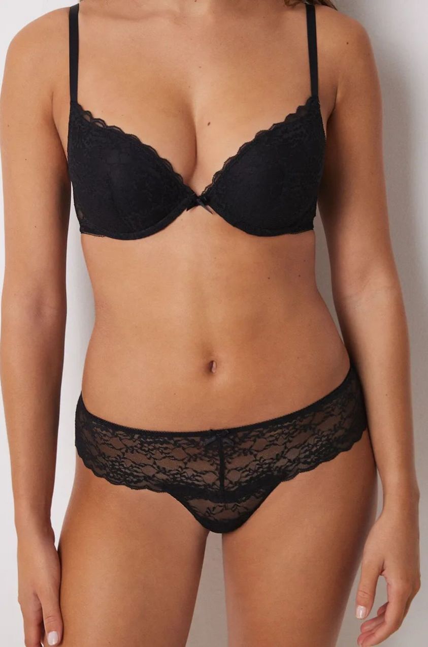 Brazílske nohavičky women'secret HELANKAS BLACK AND WHITE čierna farba, 4988438