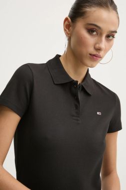 Polo tričko Tommy Jeans dámske, čierna farba, DW0DW20160