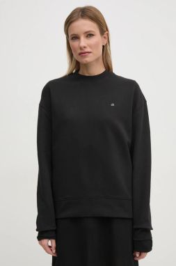 Bavlnená mikina Calvin Klein dámska, čierna farba, jednofarebná, K20K208092