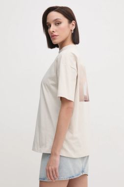 Bavlnené tričko Calvin Klein Jeans dámske, béžová farba, J20J224981