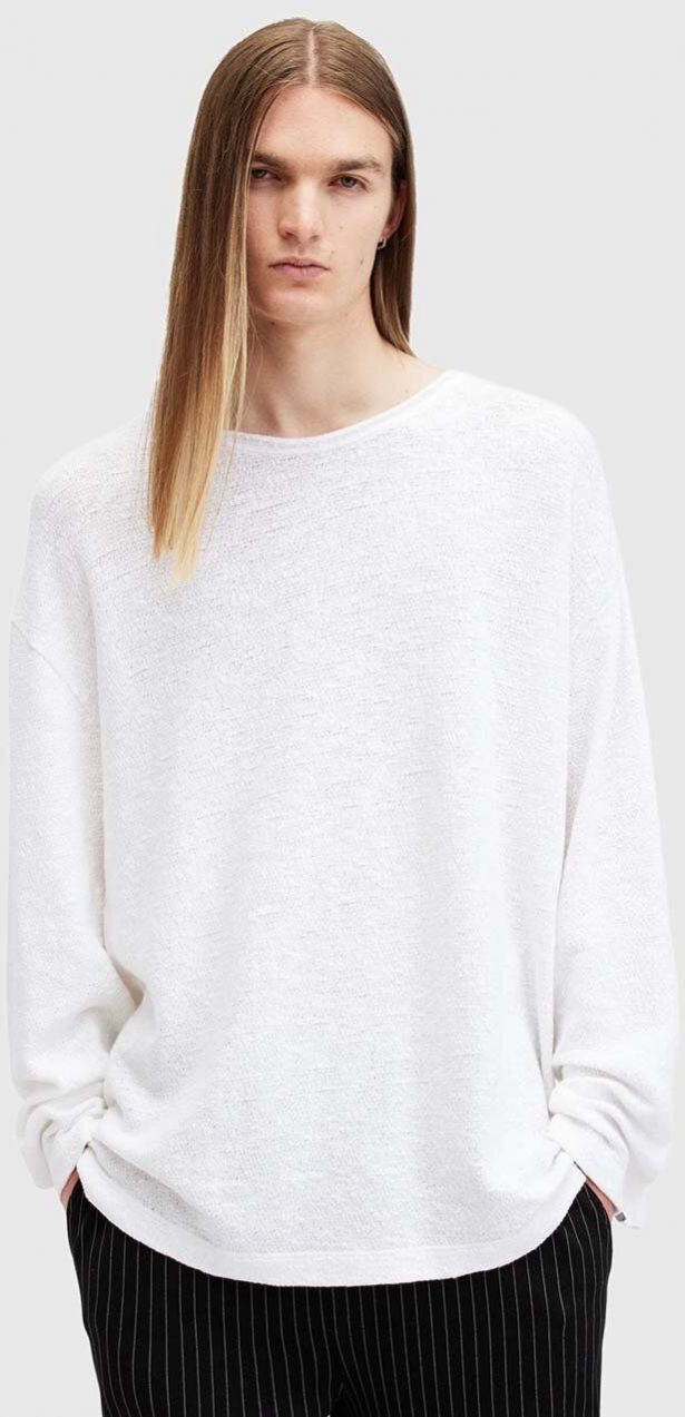 Bavlnený sveter AllSaints SEARS LS CREW biela farba, M003JB