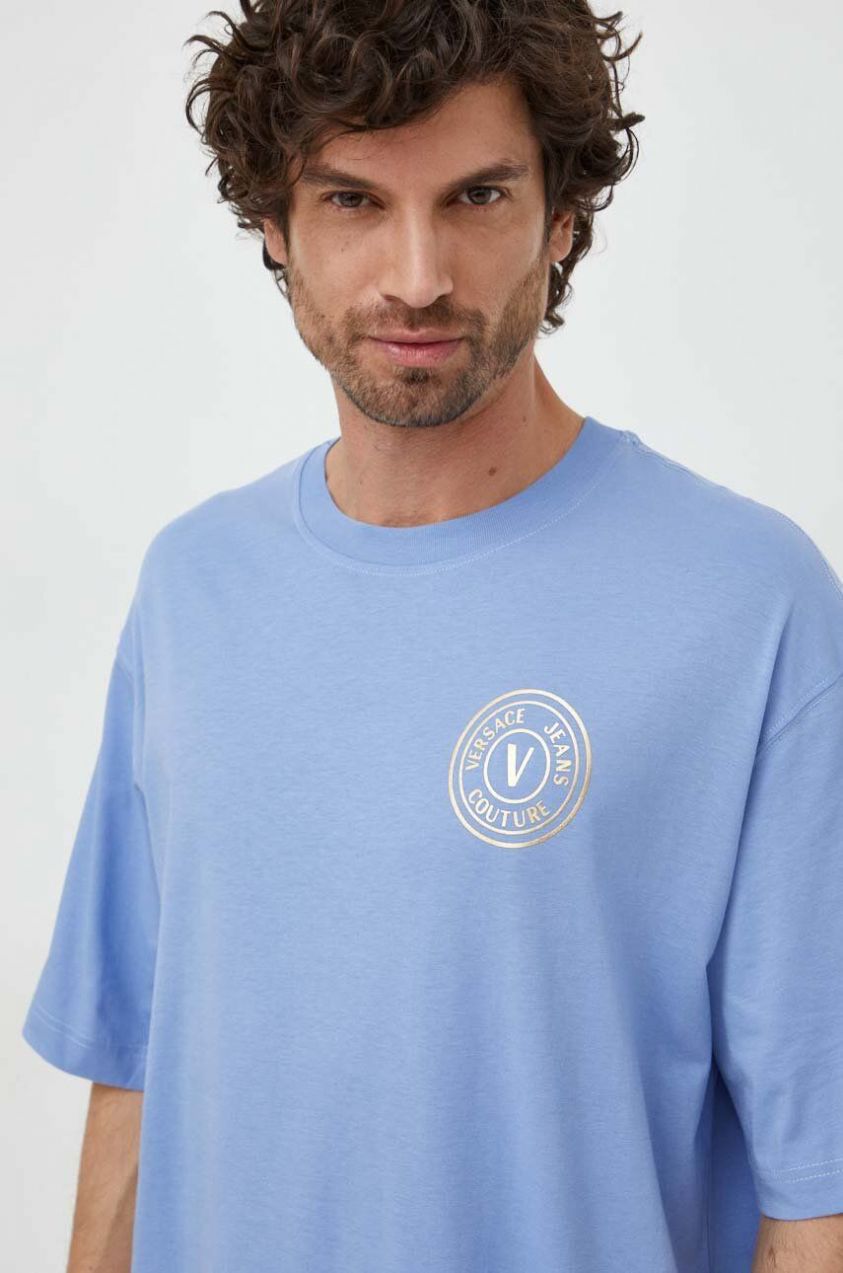 Bavlnené tričko Versace Jeans Couture pánsky, s potlačou, 76GAHT03 CJ00T