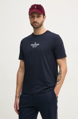 Tričko Tommy Hilfiger pánske, tmavomodrá farba, s potlačou, MW0MW38980