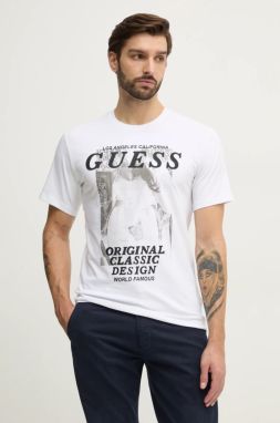 Tričko Guess pánske, biela farba, s potlačou, M4BI47.J1314
