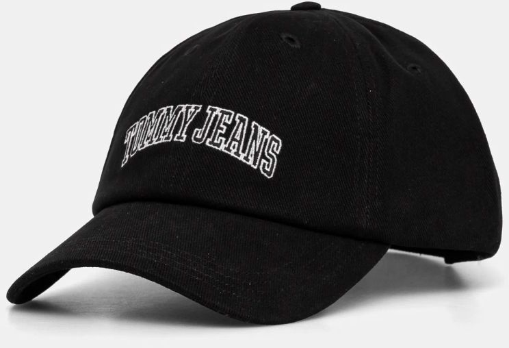 Bavlnená šiltovka Tommy Jeans čierna farba, s nášivkou, AW0AW16992