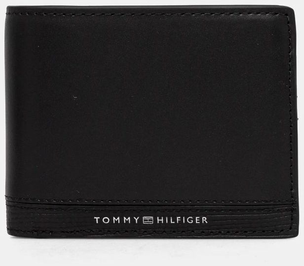 Kožená peňaženka Tommy Hilfiger pánska, čierna farba, AM0AM13039