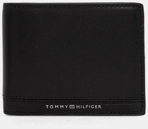 Kožená peňaženka Tommy Hilfiger pánska, čierna farba, AM0AM13039