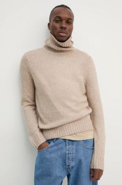 Sveter Superdry pánsky, béžová farba, teplý, s rolákom, M6110618A-2WG