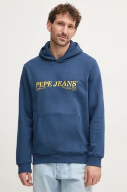 Mikina Pepe Jeans DYLAN HOODIE pánska, tmavomodrá farba, s kapucňou, s nášivkou, PM582755