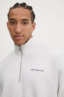 Mikina Abercrombie & Fitch pánska, šedá farba, melanžová, KI122-4365