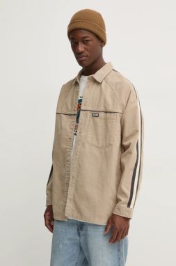 Bavlnená košeľa Quiksilver Seward pánska, béžová farba, voľný strih, s klasickým golierom, EQYWT04583