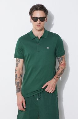 Bavlnené polo tričko Lacoste zelená farba, jednofarebné, DH2050