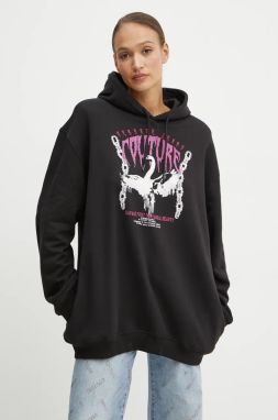 Bavlnená mikina Versace Jeans Couture dámska, čierna farba, s kapucňou, s nášivkou, 77HAIG01 CF01G