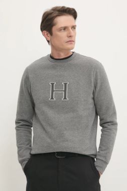 Mikina Hackett London pánska, šedá farba, melanžová, HM581311