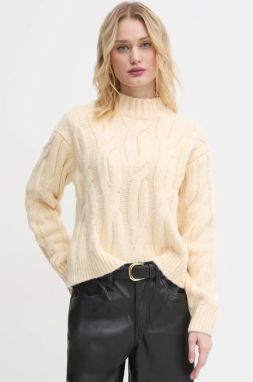 Sveter s prímesou vlny Levi's dámsky, žltá farba, teplý, s polorolákom, A8507