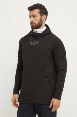 Športová mikina Helly Hansen ULLR D Shield čierna farba, s kapucňou, s potlačou, 65979
