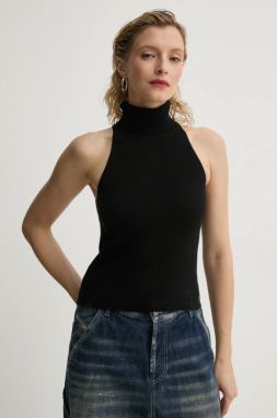 Bavlnená vesta G-Star Raw čierna farba, tenká, s rolákom, D26410-D487