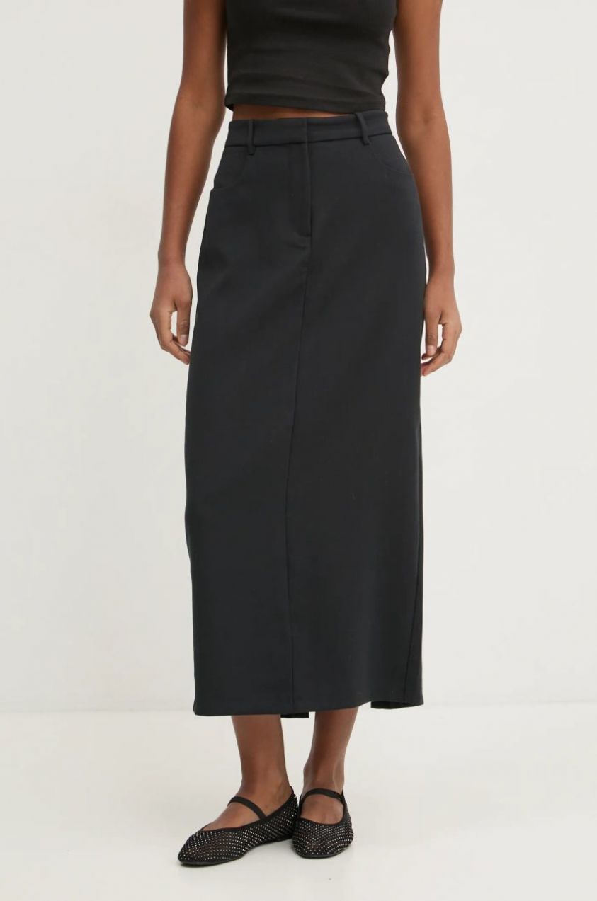Sukňa Abercrombie & Fitch čierna farba, maxi, puzdrová, KI143-4218